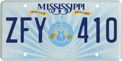 MS license plate ZFY410