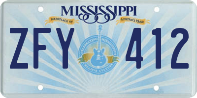 MS license plate ZFY412