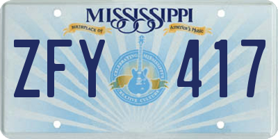 MS license plate ZFY417