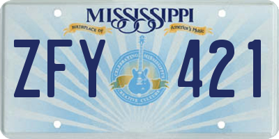 MS license plate ZFY421