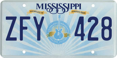 MS license plate ZFY428