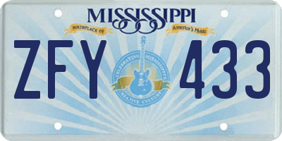 MS license plate ZFY433
