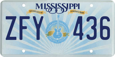 MS license plate ZFY436