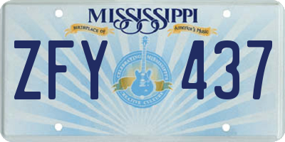 MS license plate ZFY437