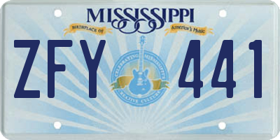 MS license plate ZFY441