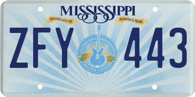 MS license plate ZFY443