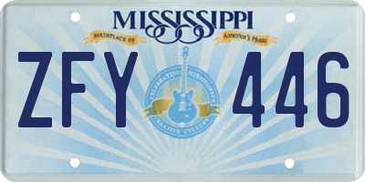 MS license plate ZFY446