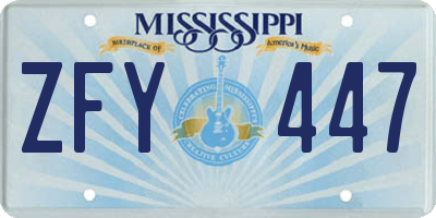 MS license plate ZFY447