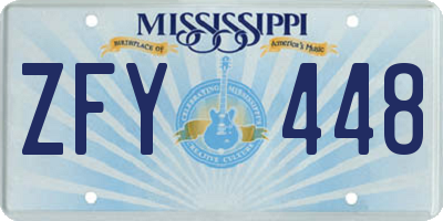 MS license plate ZFY448