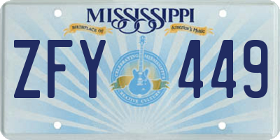 MS license plate ZFY449