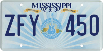 MS license plate ZFY450