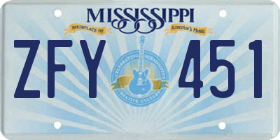 MS license plate ZFY451