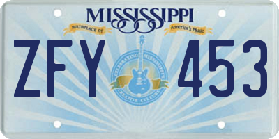 MS license plate ZFY453