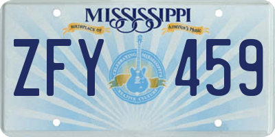 MS license plate ZFY459