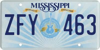 MS license plate ZFY463