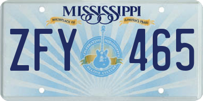 MS license plate ZFY465