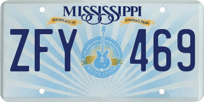 MS license plate ZFY469