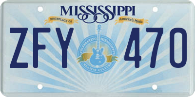 MS license plate ZFY470