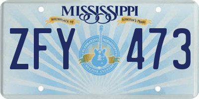 MS license plate ZFY473
