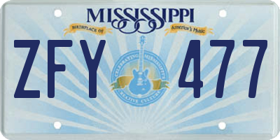 MS license plate ZFY477