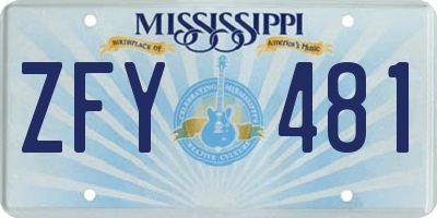 MS license plate ZFY481
