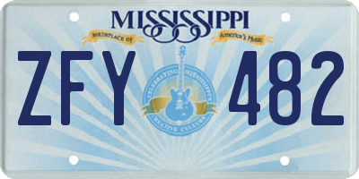 MS license plate ZFY482