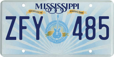 MS license plate ZFY485