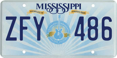 MS license plate ZFY486