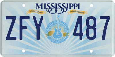 MS license plate ZFY487