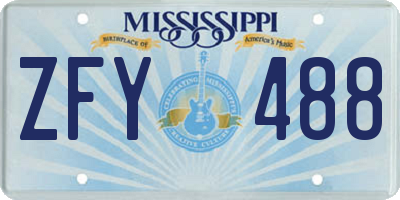 MS license plate ZFY488