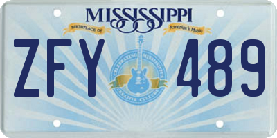 MS license plate ZFY489