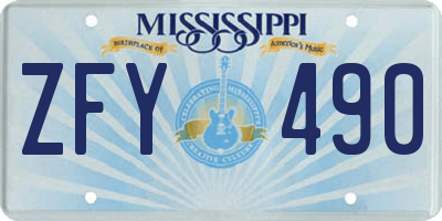 MS license plate ZFY490