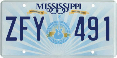 MS license plate ZFY491