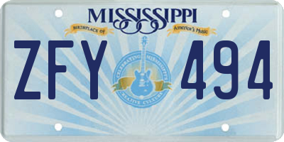 MS license plate ZFY494