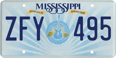 MS license plate ZFY495