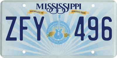 MS license plate ZFY496