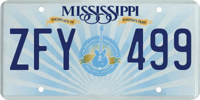 MS license plate ZFY499