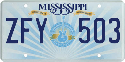MS license plate ZFY503