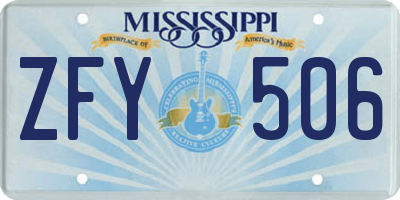 MS license plate ZFY506