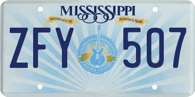 MS license plate ZFY507
