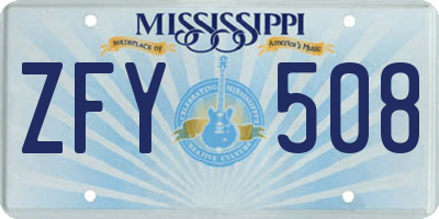 MS license plate ZFY508