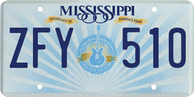MS license plate ZFY510
