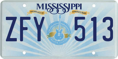 MS license plate ZFY513