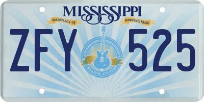 MS license plate ZFY525
