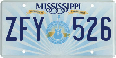 MS license plate ZFY526