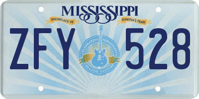 MS license plate ZFY528