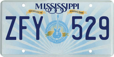MS license plate ZFY529