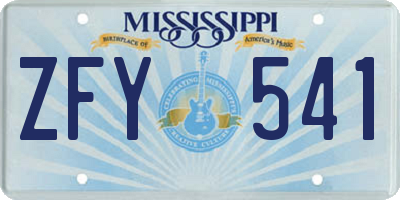 MS license plate ZFY541