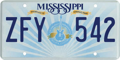 MS license plate ZFY542