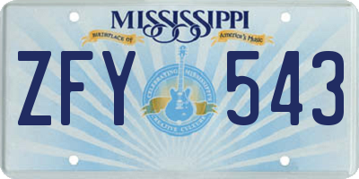 MS license plate ZFY543